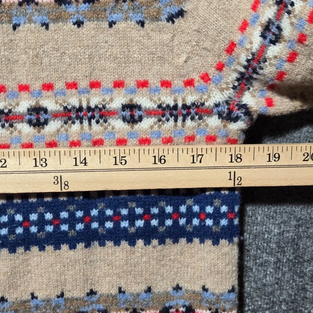 J. CREW Fair Isle Nordic Crewneck Pullover Sweater 100%‎ Lambswool Size Small